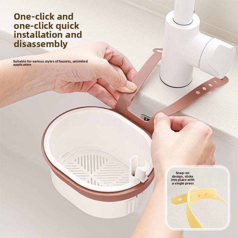 Wall-mounted Sink Draining Basket, Sink Without Holes for Hanging, Kitchen Storage Filter Basket, Residue Filtering Shelf