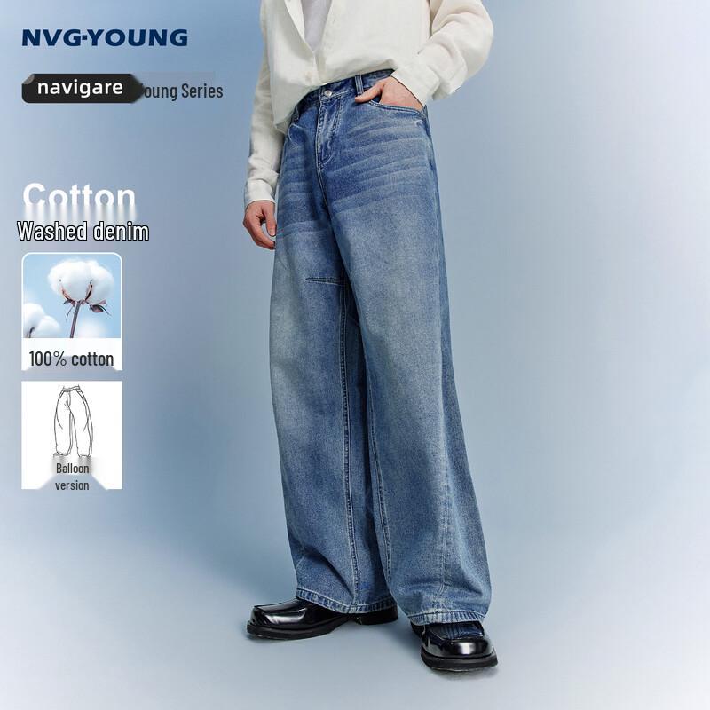 

NVG·YOUNG Men s Loose Fit Cotton Balloon Jeans 32