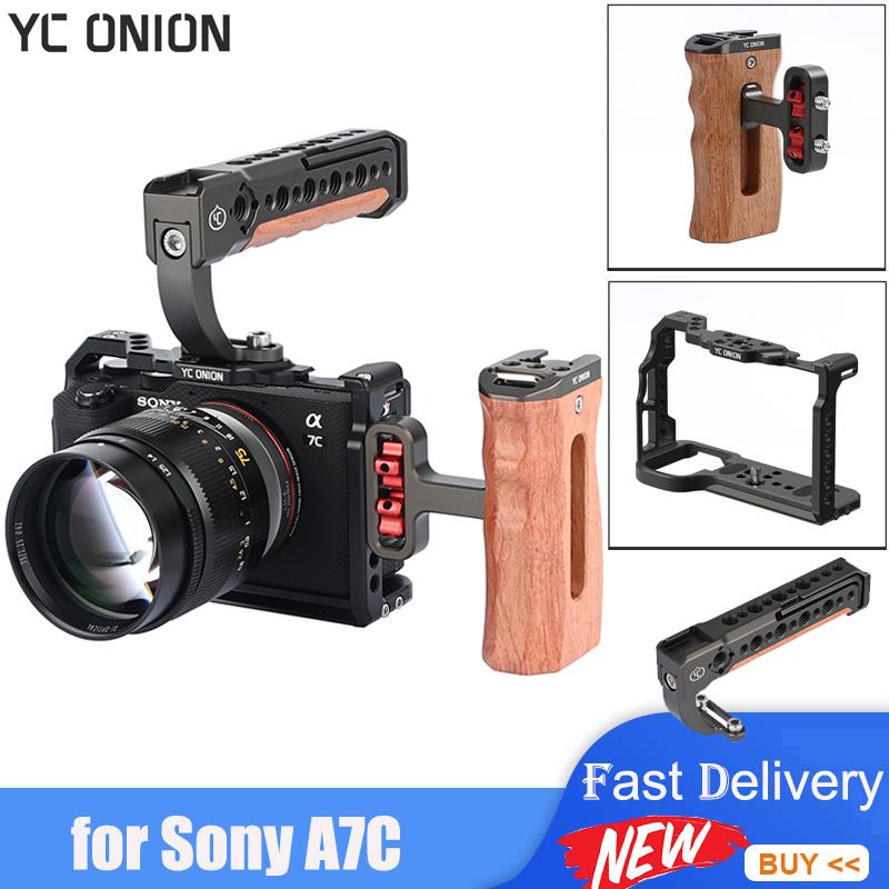 

Аксессуары для камеры YC Onion, универсальная деревянная верхняя ручка для камеры/полная клетка для камеры для sony A7C/1/4, деревянная верхняя ручка для холодной обуви