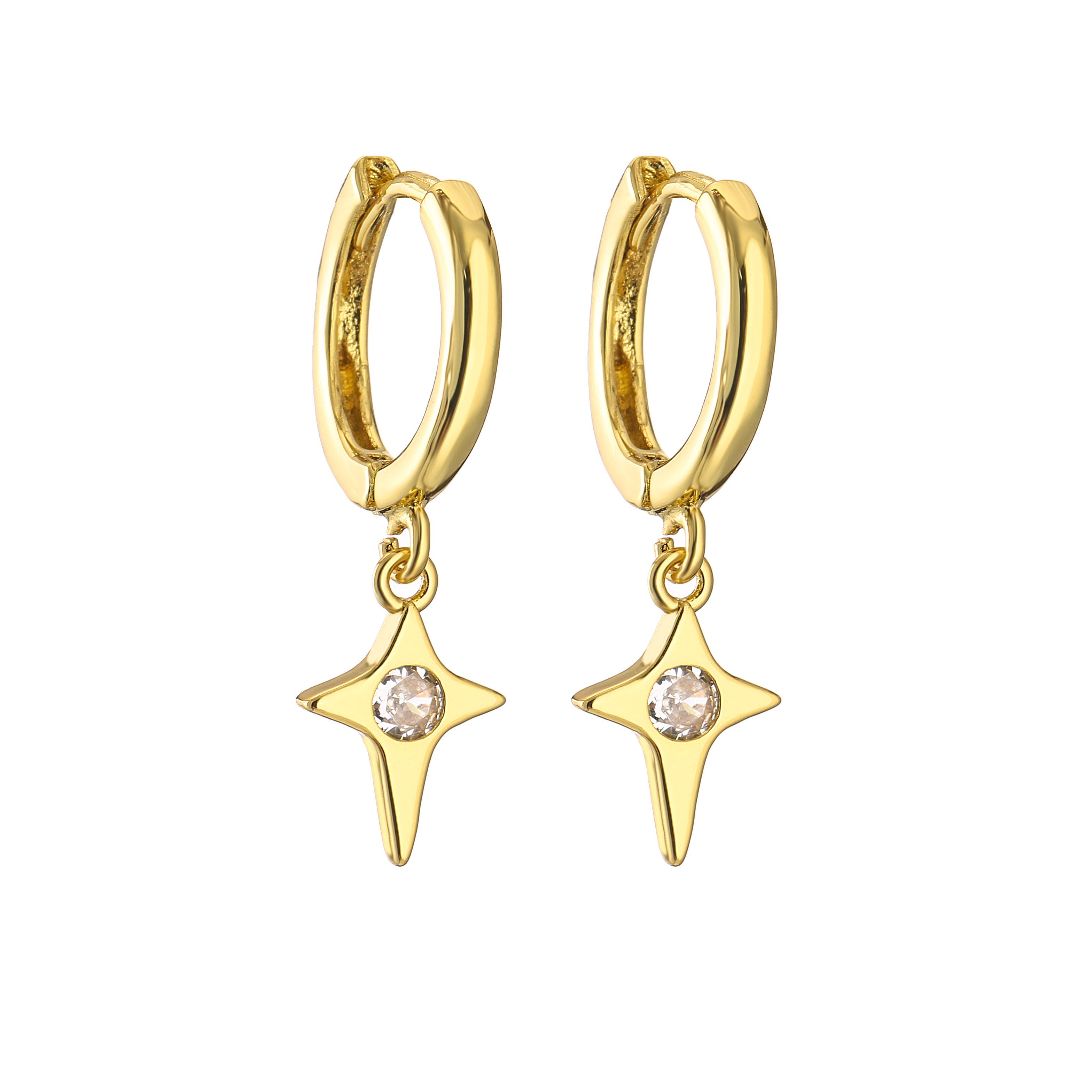 

HECHENG,Cubic Zirconia Moon Star Heart Pendant Hoop Earrings For Women Starfish shell Cooper Huggie Earring Other