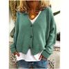 Women's Spring and Autumn Loose Knit Cardigan Solid Color V-neck Long-sleeved Single-breasted Loose Knit Sweater Coat