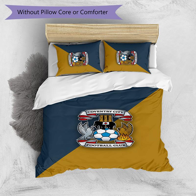 Set Lenzuola Stampato Coventry City Football 3 Pezzi, Comodo Set Copripiumino per Camera da Letto Amico della Pelle