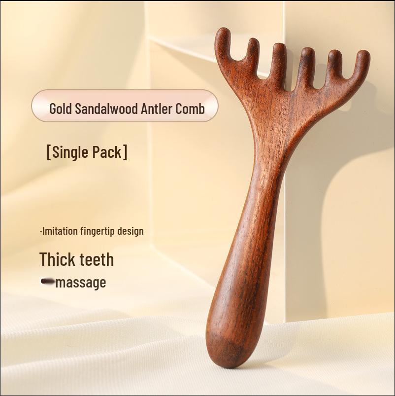 

Sandalwood Acupressure Scalp Massager Comb: Five-Claw Gua Sha Head Scratcher