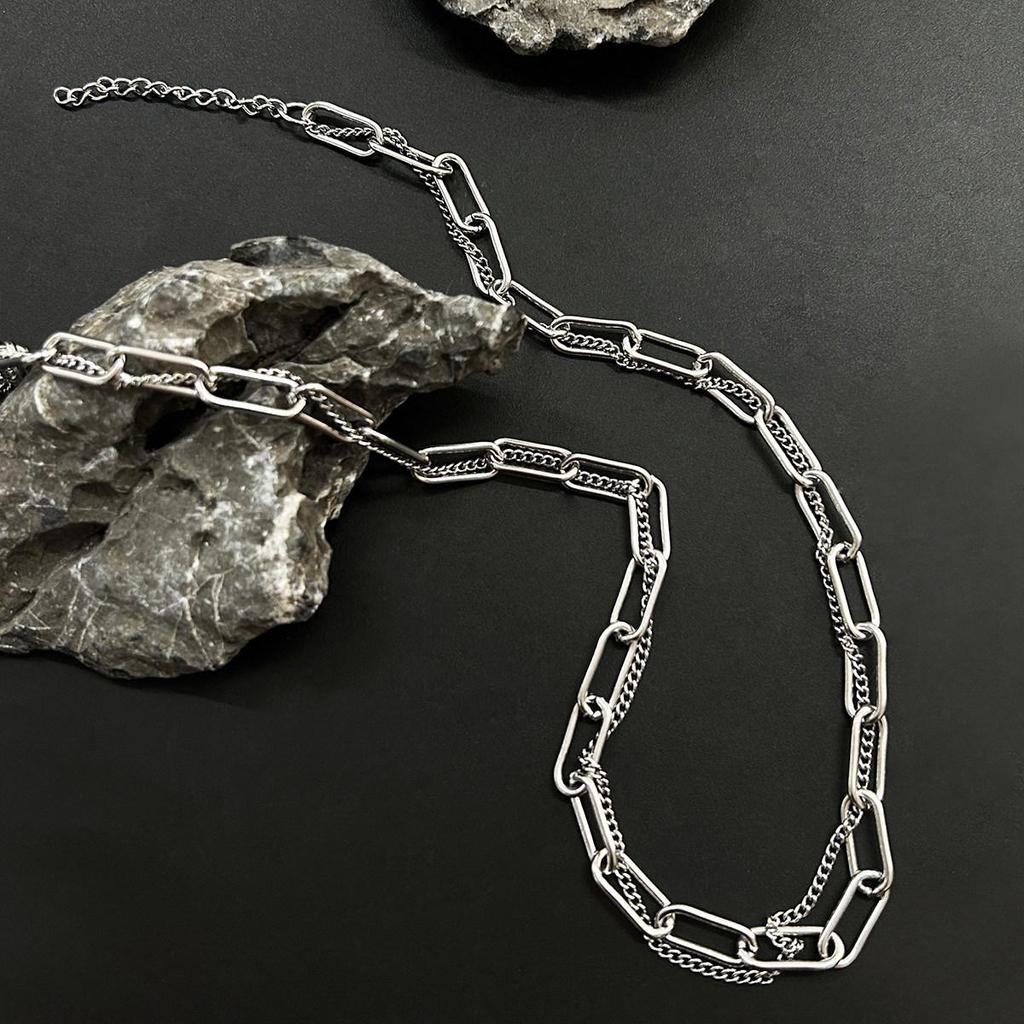 Heren Dubbellaagse Cubaanse Ketting Ketting in Hip Hop Punk Stijl van Titanium Staal