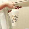 Mofusand Vacuum-Sealed Carry-On Tumbler, 430ml [Cycling] with Handle and Lid, Keeps Drinks Hot or Cold, Cute Cat Design, 53-2185