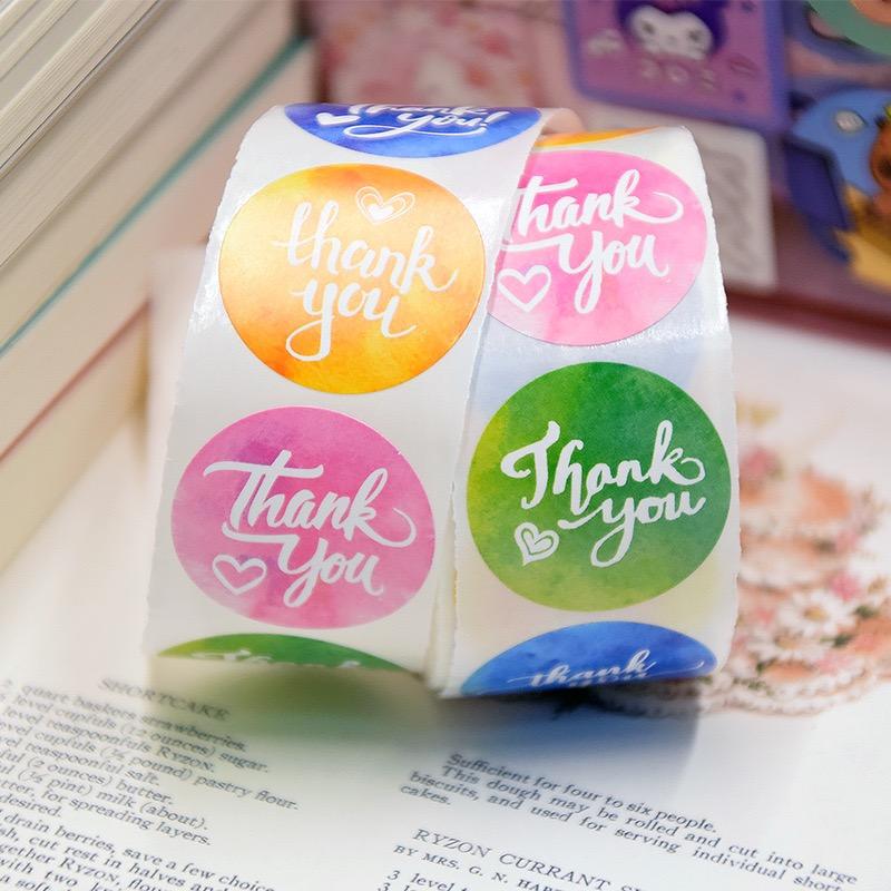 500 Pcs/roll 1 Inch Colourful Thank You Stickers for Gift Wrapping, Envelope Sealing, Small Business Office Supplies, Diy Decora