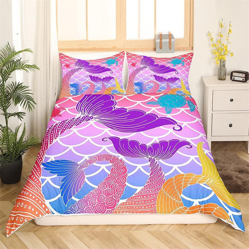 

Cartoon Unicorn Duvet Cover Mermaid Scale Bedding Set Twin Full For Kids Girls Teen Room Decor Geometric Pattern EU single(135x200cm)
