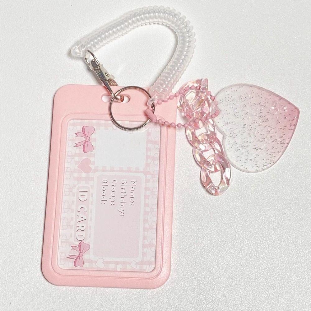 New High Beauty Card Holder Vertical Love Gradient Credit Card Holders Flash Pink Bus Card Cover Case Bus Student