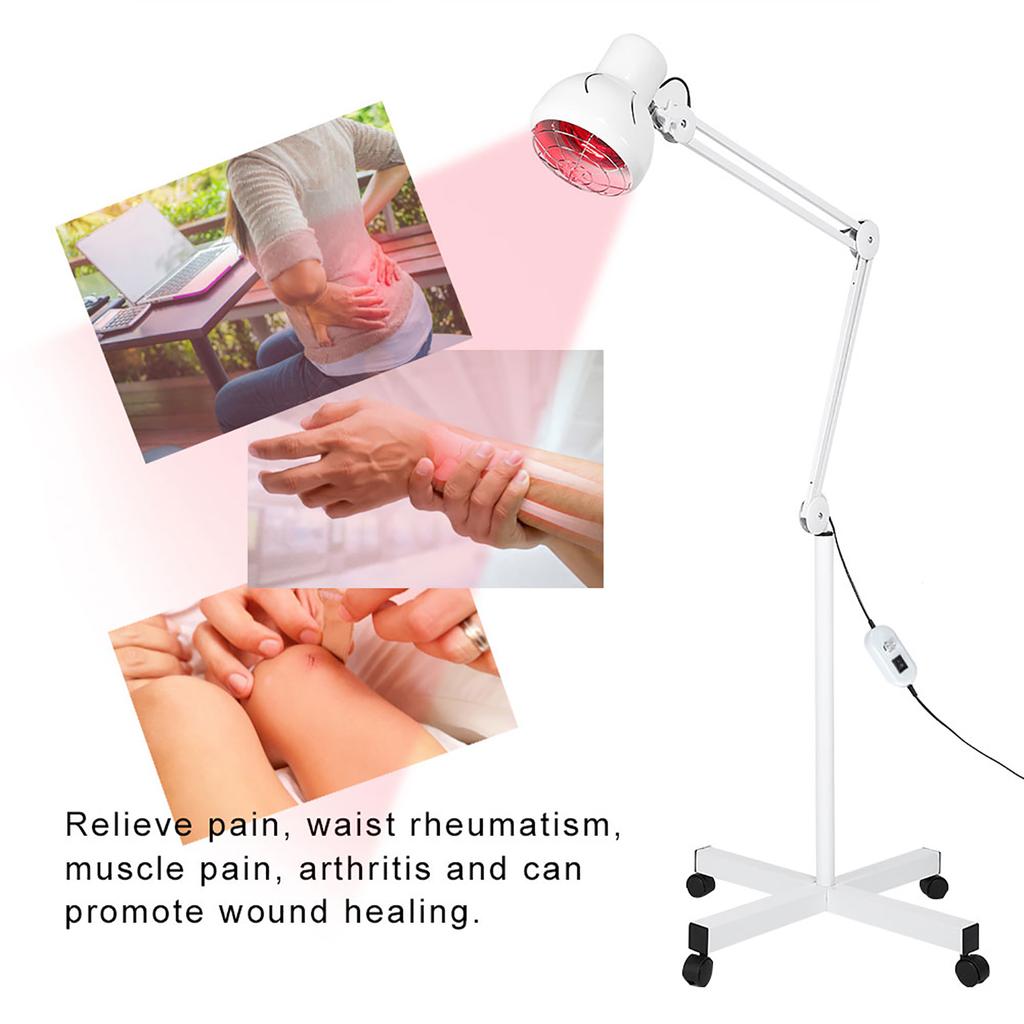 275W Infrared Heating Therapy Lamp Floor Stand Muscle Pain Relief Skin Care Light