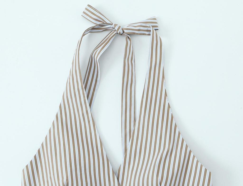 2025 Spring Women's European & American Style Halter Neck Sleeveless Top & Long Pants Set