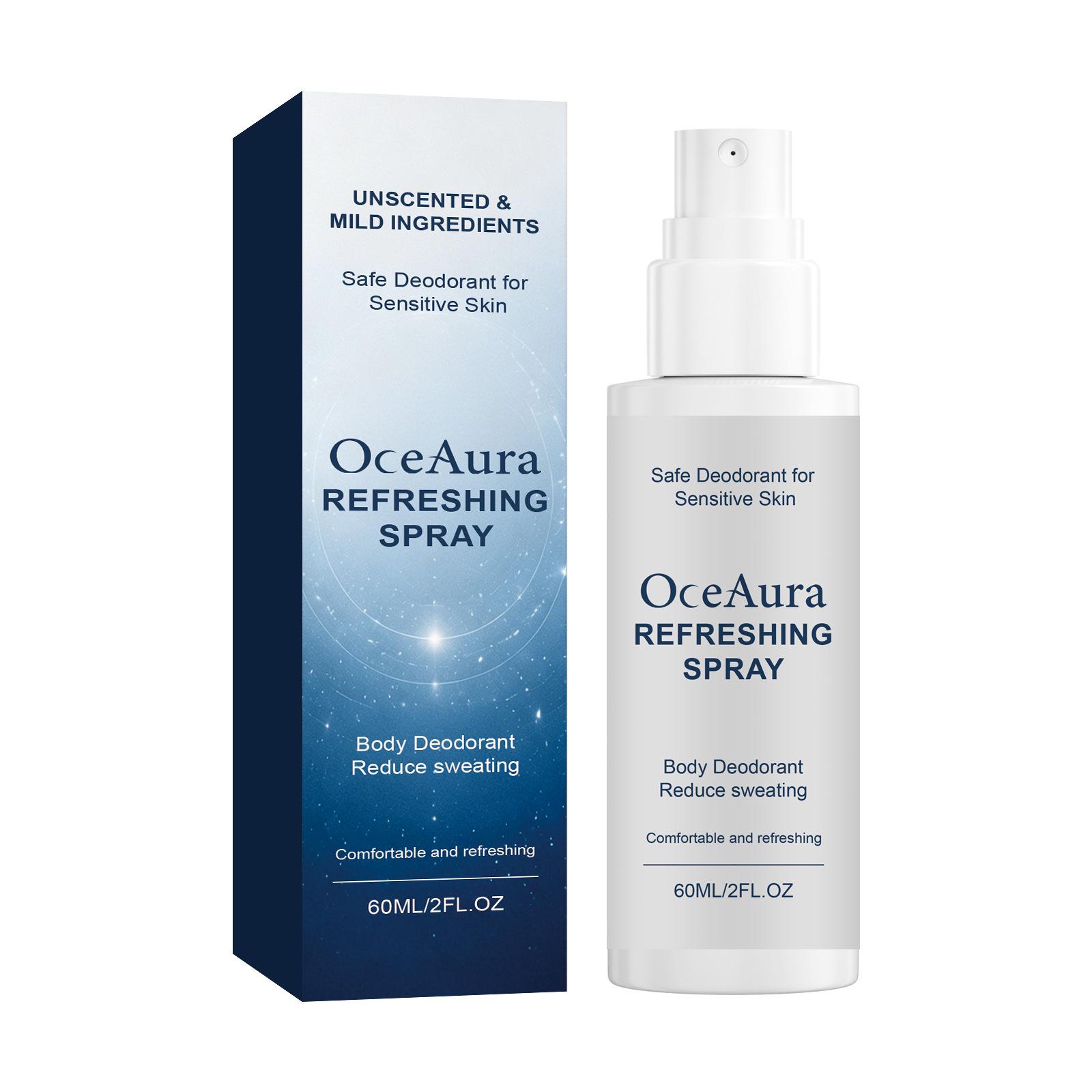 OCEAURA Summer Fresh Odor-Eliminating Mist - Gentle, Fragrance-Free, Non-Sticky, Portable Refreshing Spray.