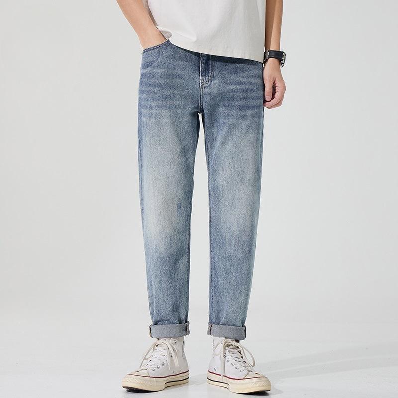 

Новые весенне-летние джинсы с вышивкой Харлен, микроконические, зауженные к щиколотке, облегающий деним 38 синий