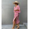 Strandkleid mit Leopardenmuster und Polka Dots in Übergröße für Damen, locker geschnitten, lang, zum Überziehen, Badeanzug
