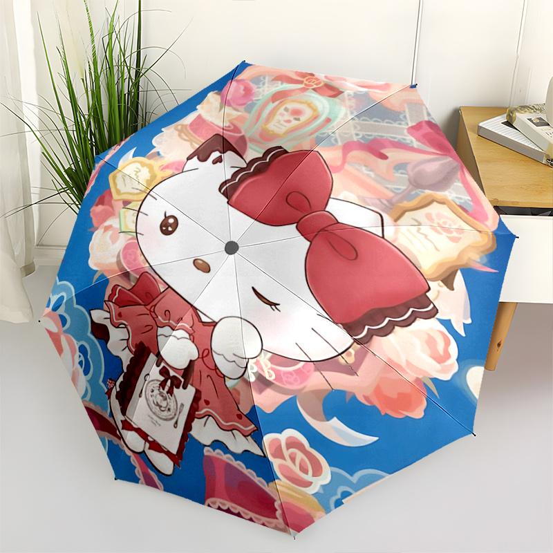 

1pc Hello Kitty Automatic Opening/Closing Umbrella with Elegant Bow Design - Portable Folding Design, 8-Rib Iron Frame Outdoor Umbrella, Perfect Gift