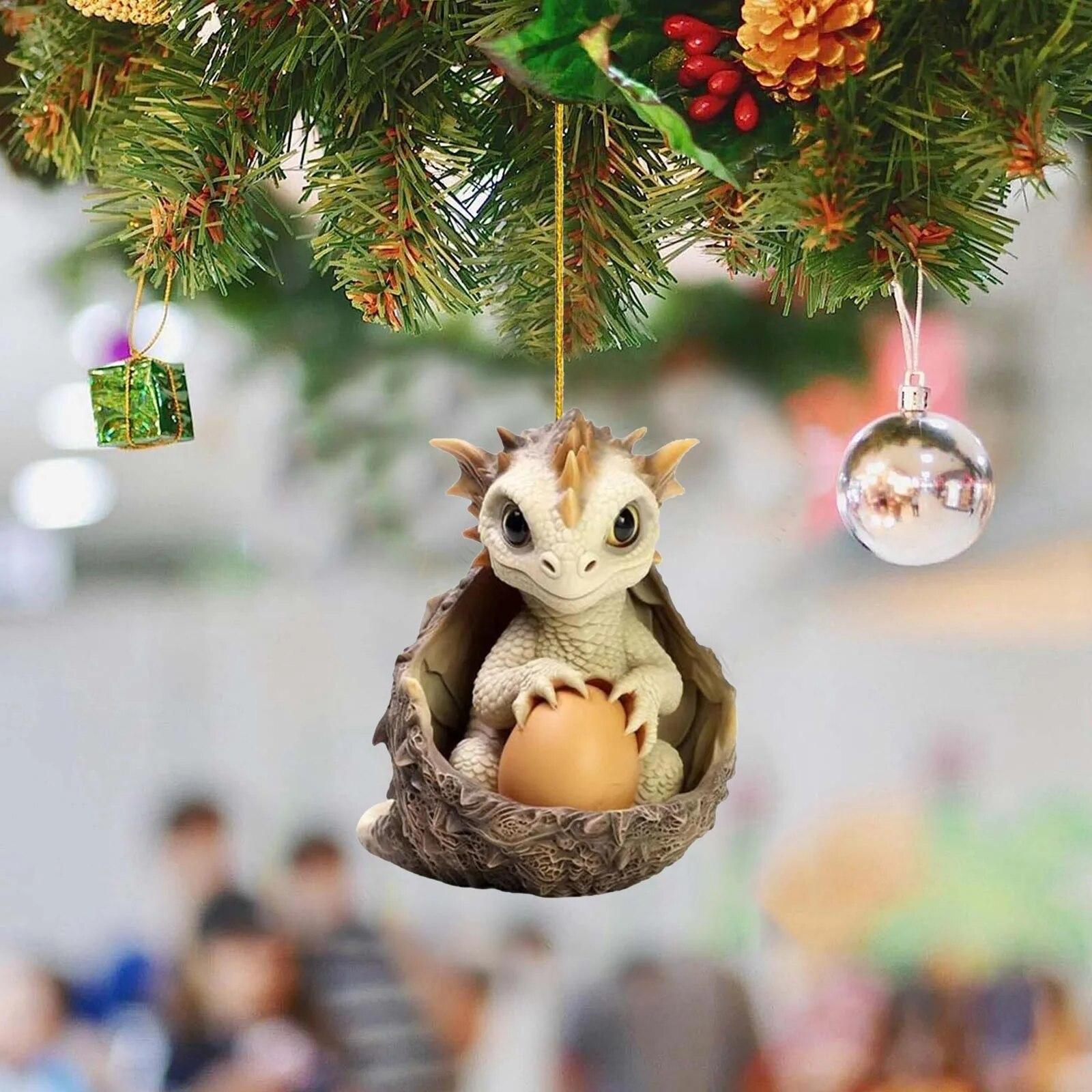 

2D акрилове різдвяне яйце дракона, висяча прикраса, прикраса, різдвяна ялинка, різдвяний кулон, прикраси для вечірок, домашній декор D