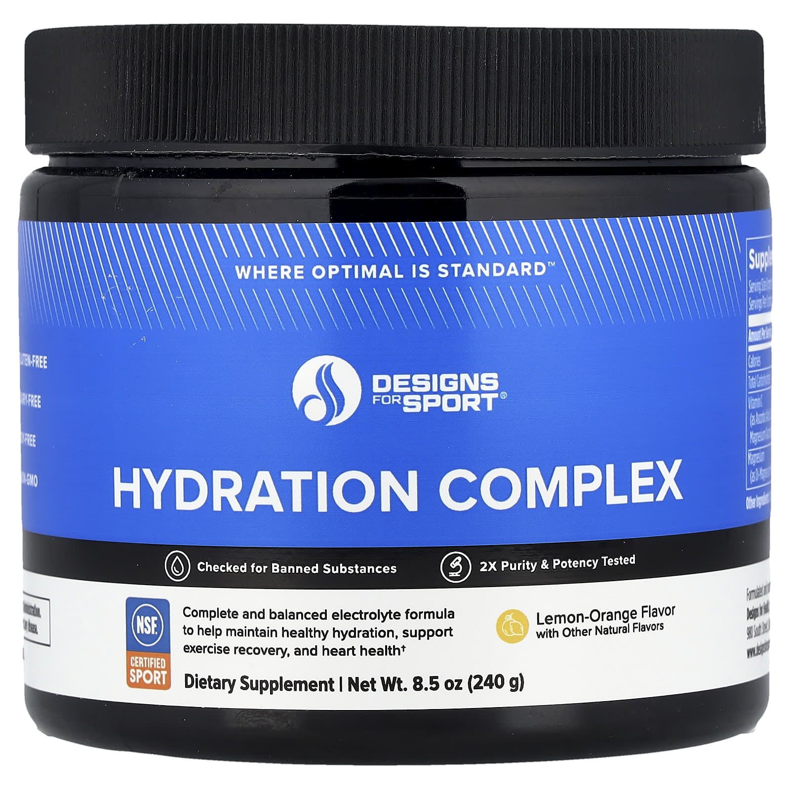 

Designs for Sport®, Hydration Complex, Lemon-Orange, 240G (8.5Oz)