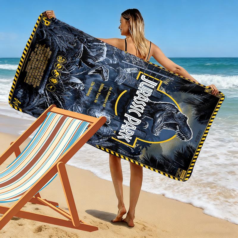Jurassic Print Beach Towel, Large Soft Quick Dry Towel for Beach Camping Swimming