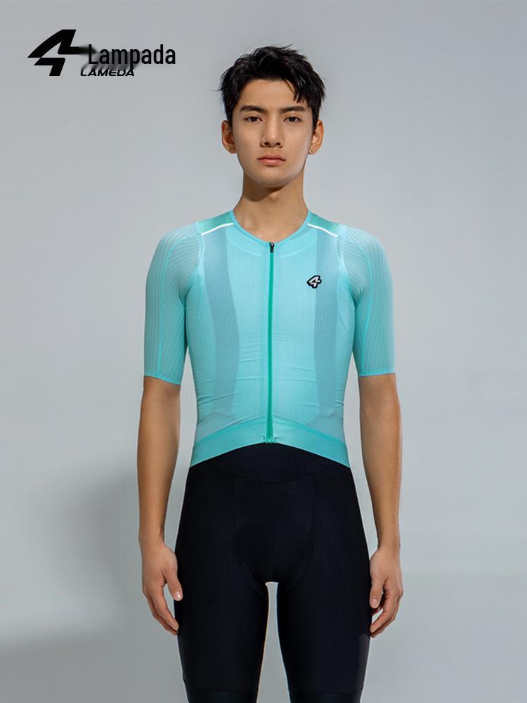 Lampaida Coolmax Schnelltrocknendes Herren-Kurzarm-Radtrikot für Frühling/Sommer - Rennrad- und Mountainbike-kompatibel