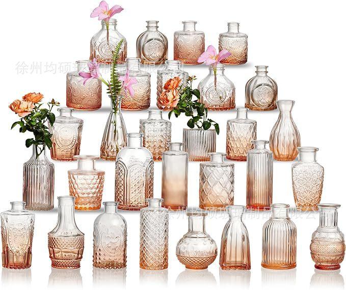Clear Bud Vases Bulk Small Flower Vases for Wedding Decor Glass Vintage Bottle Set for Centerpieces Home Decor Bottles