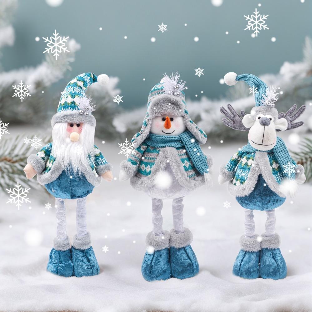Window Scene Christmas Decoration Telescopic Doll New Blue Christmas Snowman Xmas Ornament