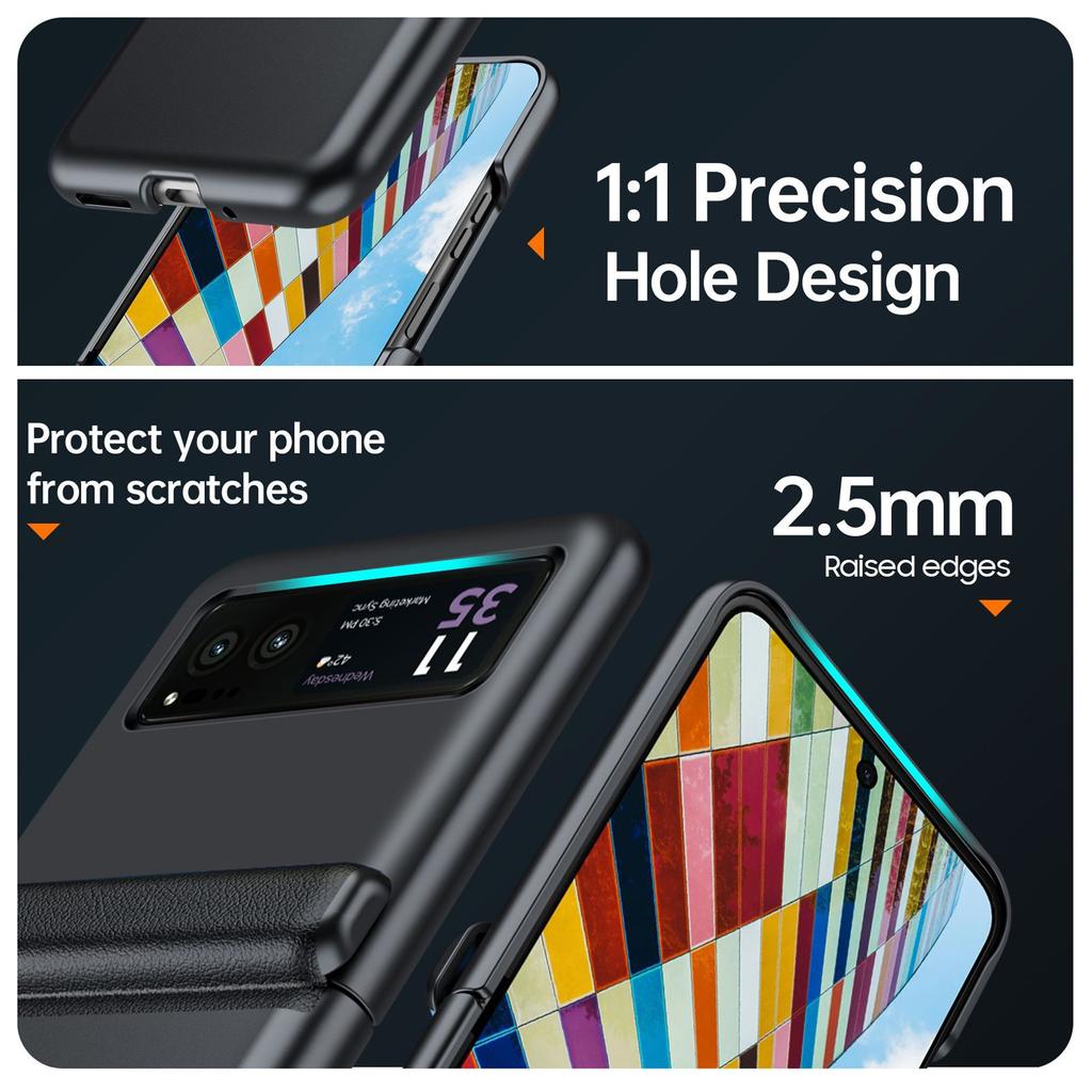 Geeignet für Motorola Razr40 Handyhülle,ölbeschichtete Lederhülle mit Hinge-Schutz, Ultra-Schutzhülle