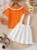 Baby Girls' Orange Top & Carrot Overall Skirt Set