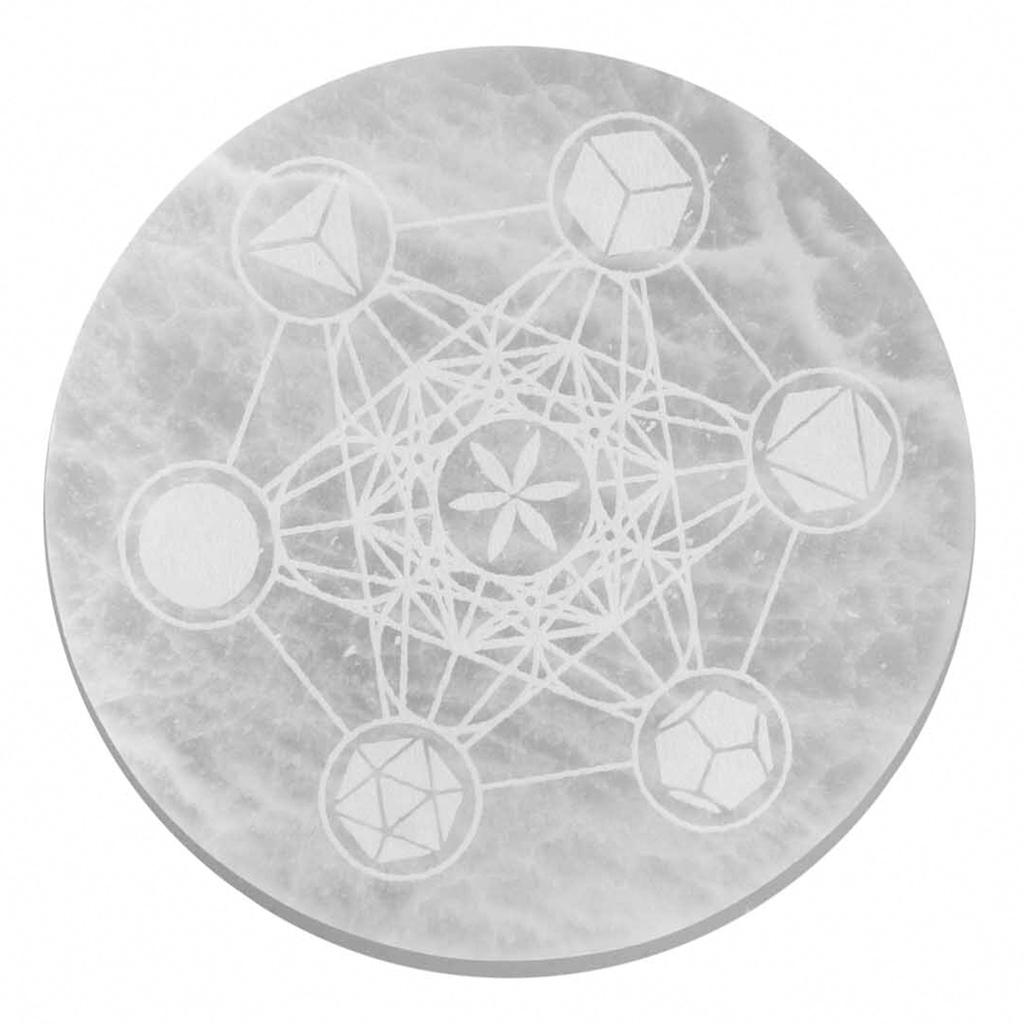 Selenite Charging Plate Sacred Geometry 18cm