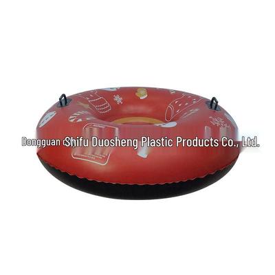 Durable Cold-Resistant PVC Inflatable Ski Ring - Red Christmas Edition