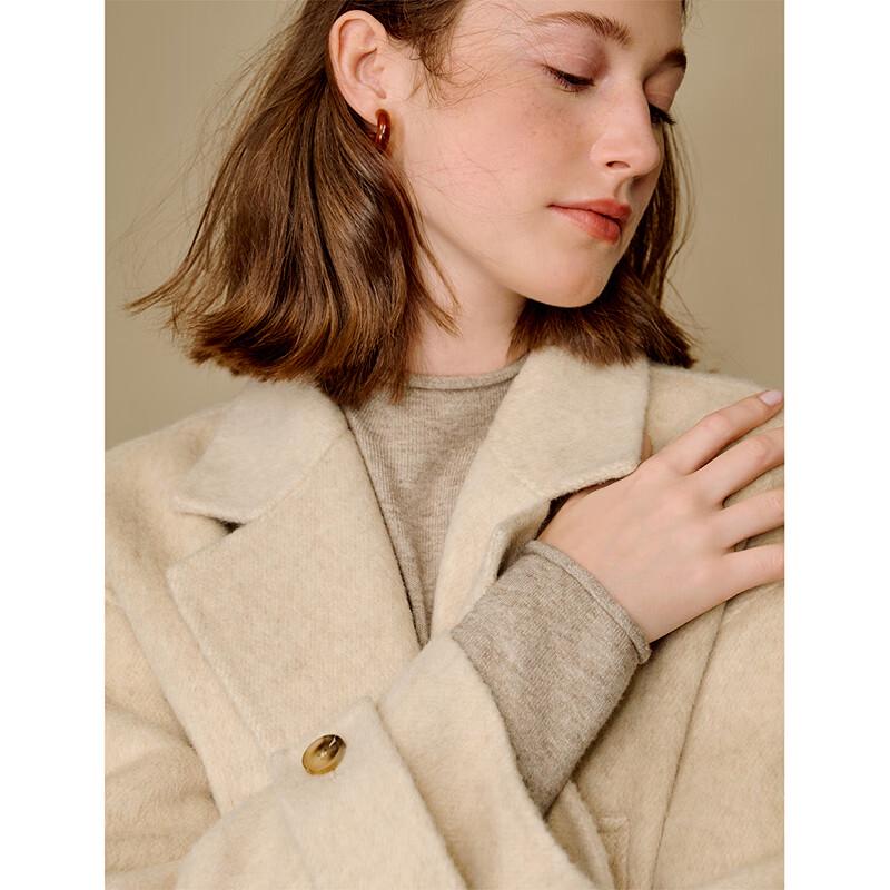 INMAN Women's Alpaca Silk Blend Double-Faced Wool Coat