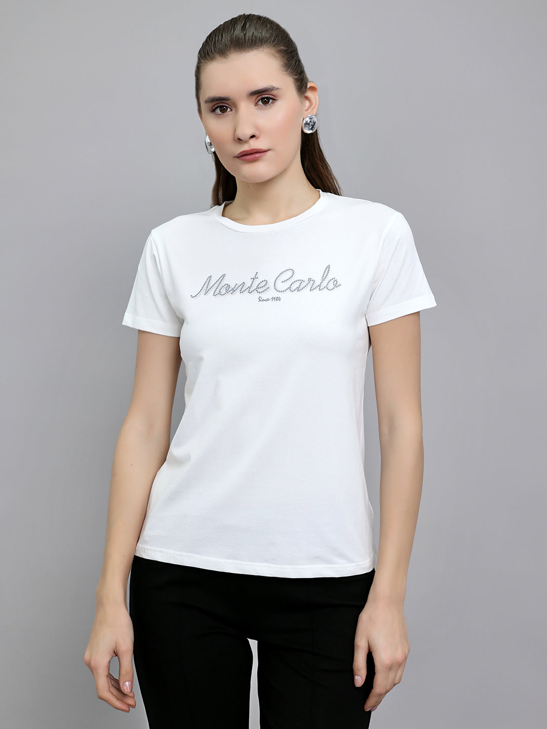 Monte Carlo Women Regular Fit White Top S