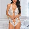 Erotic Sexy Crotchless  Lingerie Women Lace Hollow Bra Set Erotic Costumes Teddy Baby Doll Dress Open Bra Porn Underwear Set