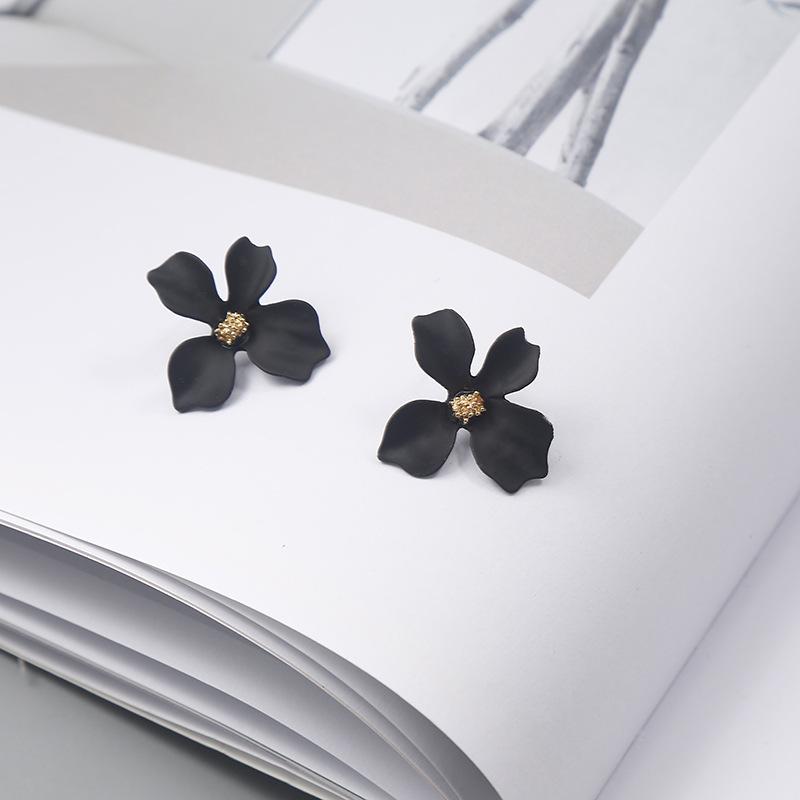 Colourful Korean Flower Earring for Women Girl Fashion Purple Earring Vintage Flower Shaped Ear Stud Wedding Party Jewelry Gift