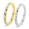 2mm Titanium Steel Pyramid Ring for Women with Diamond Halo 18K Gold Plated Jewelry