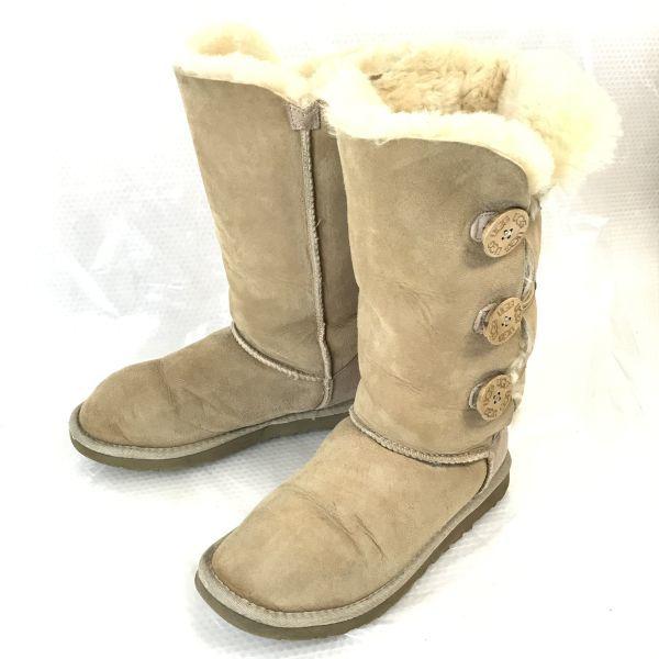 

UGG/Long Mouton Boots Bailey Button/6/23.0/Beige/(USED)