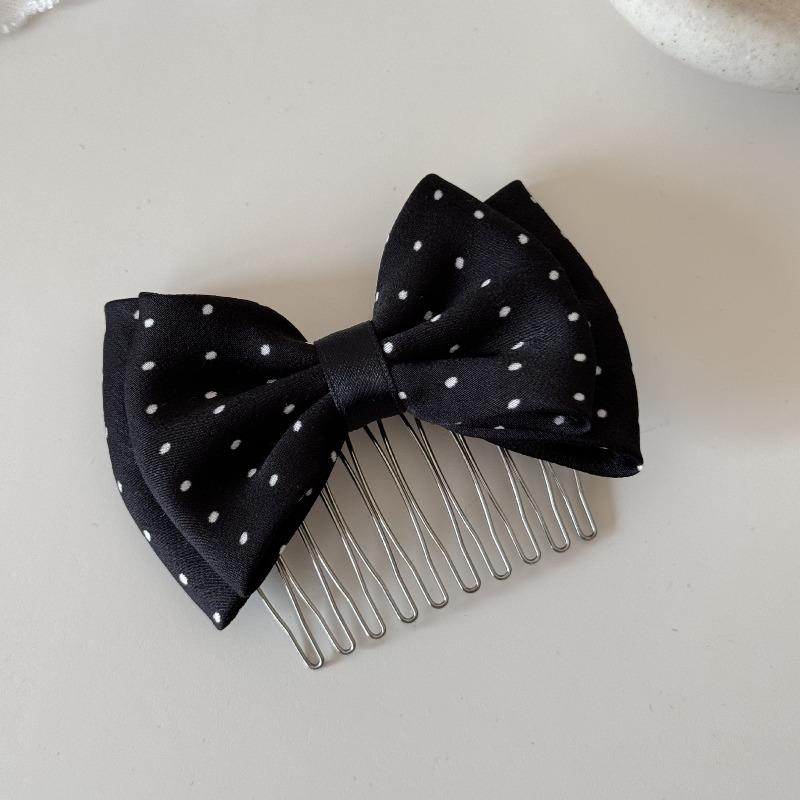Dot Pattern Bow Hairbrush, Fluffy and Inverted, with Hairpin for Cascading Hair, Fresh and Sweet Fringe Clip, Cute Hairpin