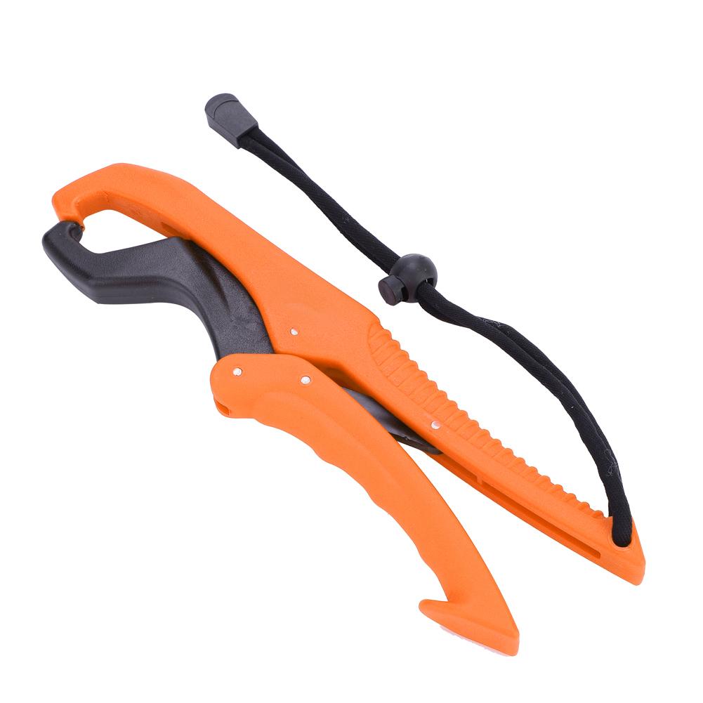 Fischgreifer Werkzeug ABS Griff Tackle Halter Fischklemme mit verstellbarem Seil (Orange, L)