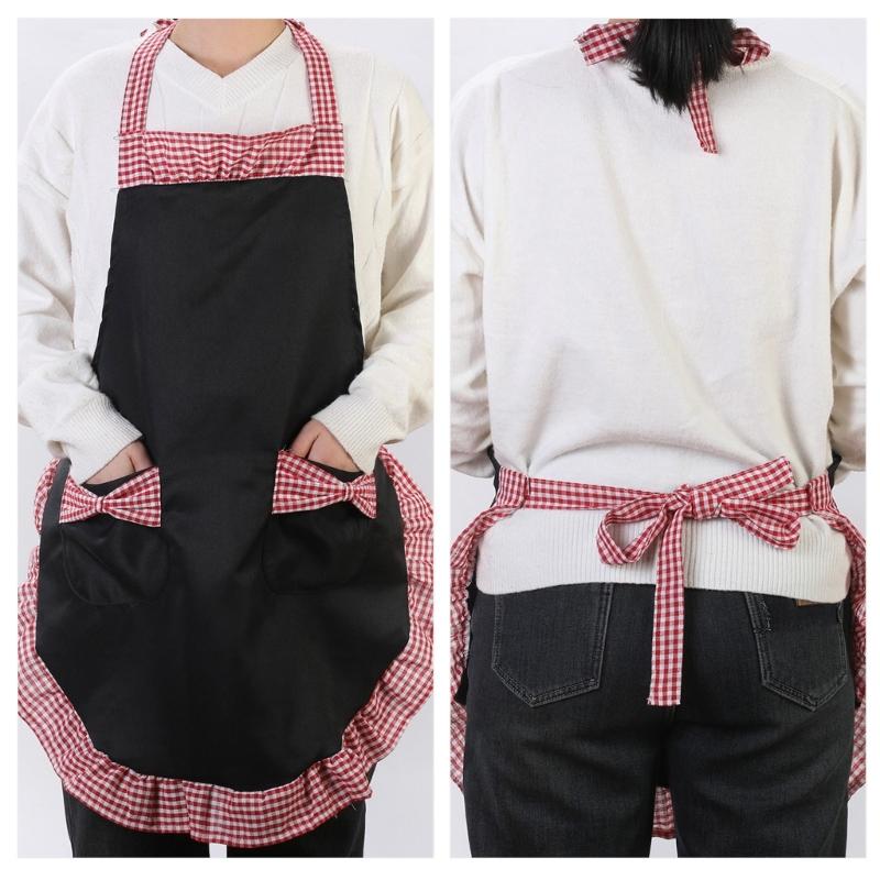 Fashion Bowknot Apron Adjustable Kitchen Cooking Aprons Women's Cake Apron with Pockets Halloween Mother's Day Gifts