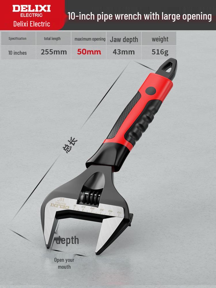 Delixi Universal Multifunctional Adjustable Wrench with Large Opening