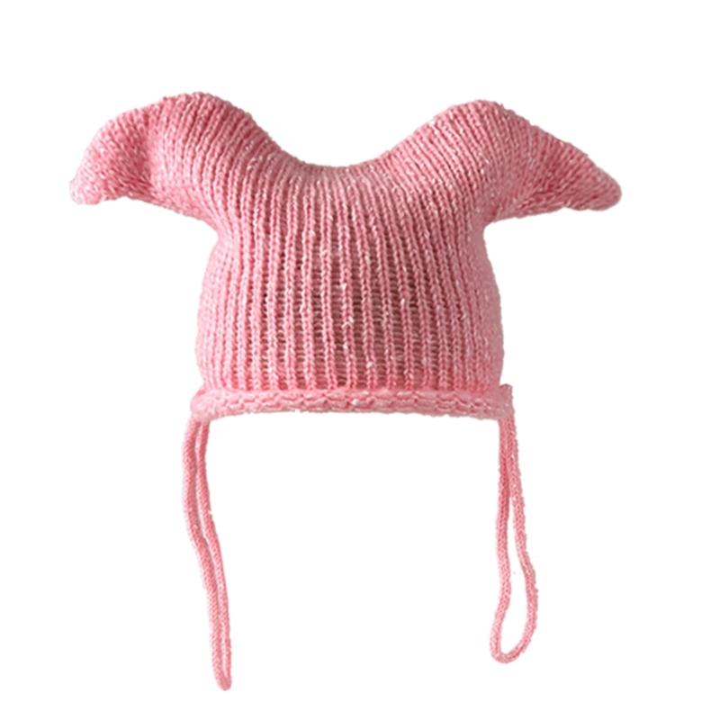 

Clown Horned Hat for Teens Girl Knitted Ear Hat Cold Weather Beanies Hat for Women Girl Skull Hat Unisex Accessories рожевий