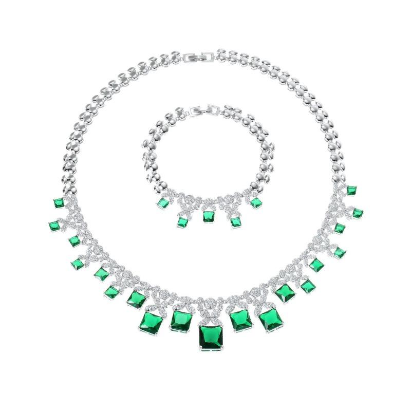 Zircon Necklace Earrings Bracelet Ring Four-piece Set Bridal Wedding Dress Dinner Accessories Ladies