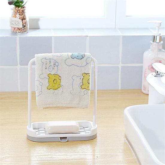 2-in-1 Creative Bathroom Kitchen Utensil Sponge Soap Rag Holder Storage Rack Box