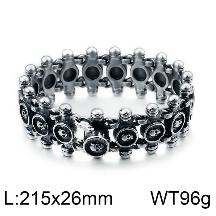 KALEN Mens Punk Fine Jewelry Fashion Bracelets Stainless Steel Trendy Skull Links Bracelet 21cm&Punk