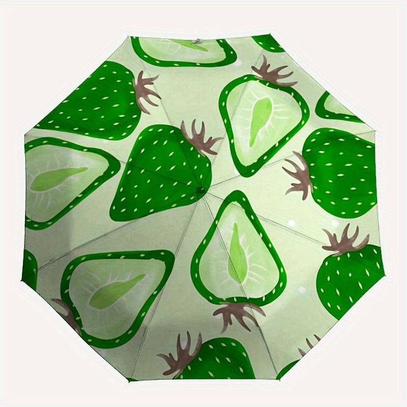 

1pc Cactus Strawberry Automatic Open/close Folding Compact Umbrella, 8-Rib Sturdy Canopy, Lightweight Portable, Everyday Use, Gift, Outdoor Umbrella,