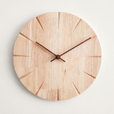 OuJieWang Kreativní nástěnné hodiny z masivního dřeva, průměr 30 cm