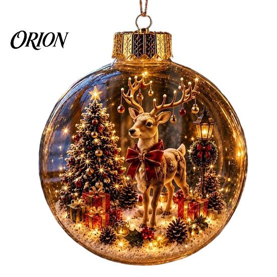 Decorative Ornaments for Home Glowing Christmas Story Ornament, Mini Holiday Scene In Ball, Light Up Tree Clear Plastic Ball Xmas Hanging Decoration