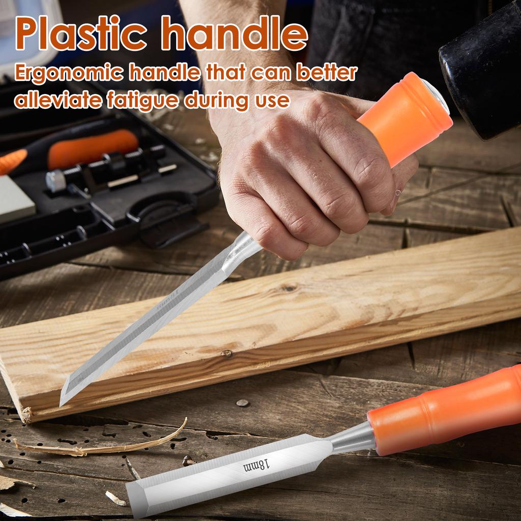 4pcs carbon steel woodworking chisel tools with beveled blades 6/12/18/24mm sturdy woodworking chisel hand tools