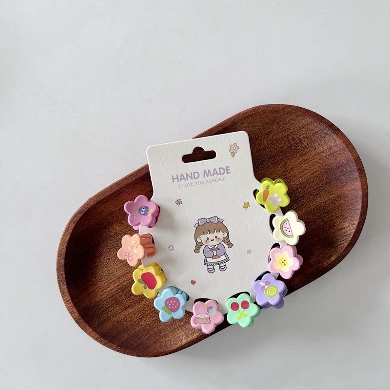 

10 шт./набор Детские заколки для волос Упаковка Корейский мультяшный принт Милые Кавайные заколки для волос Модные Универсальные Мини-аксессуары для волос для девочки