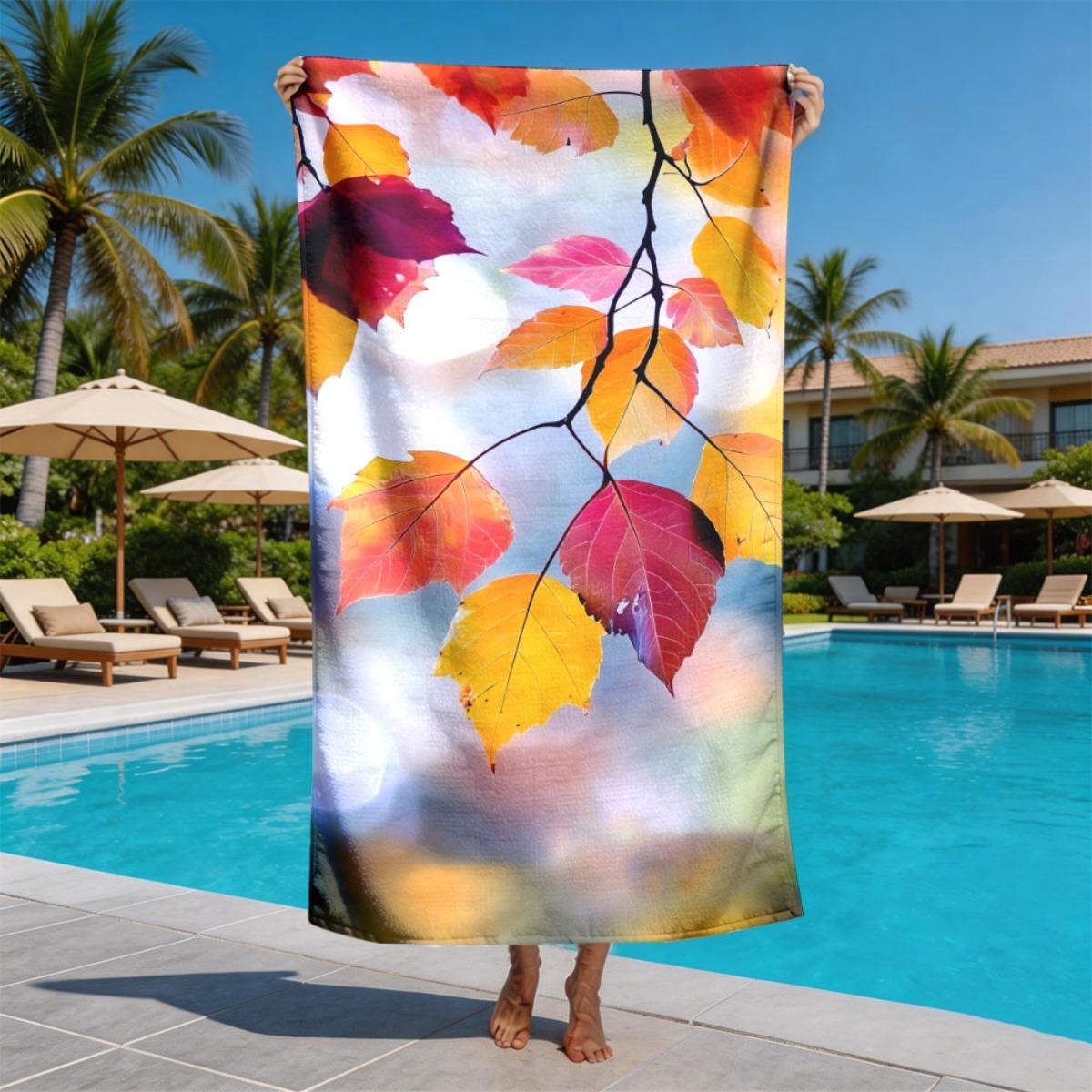 

Watercolor pattern of autumn leaves polyester microfiber beach towel is highly absorbent suitable for swimming and beach outings W40*H60(CM)
