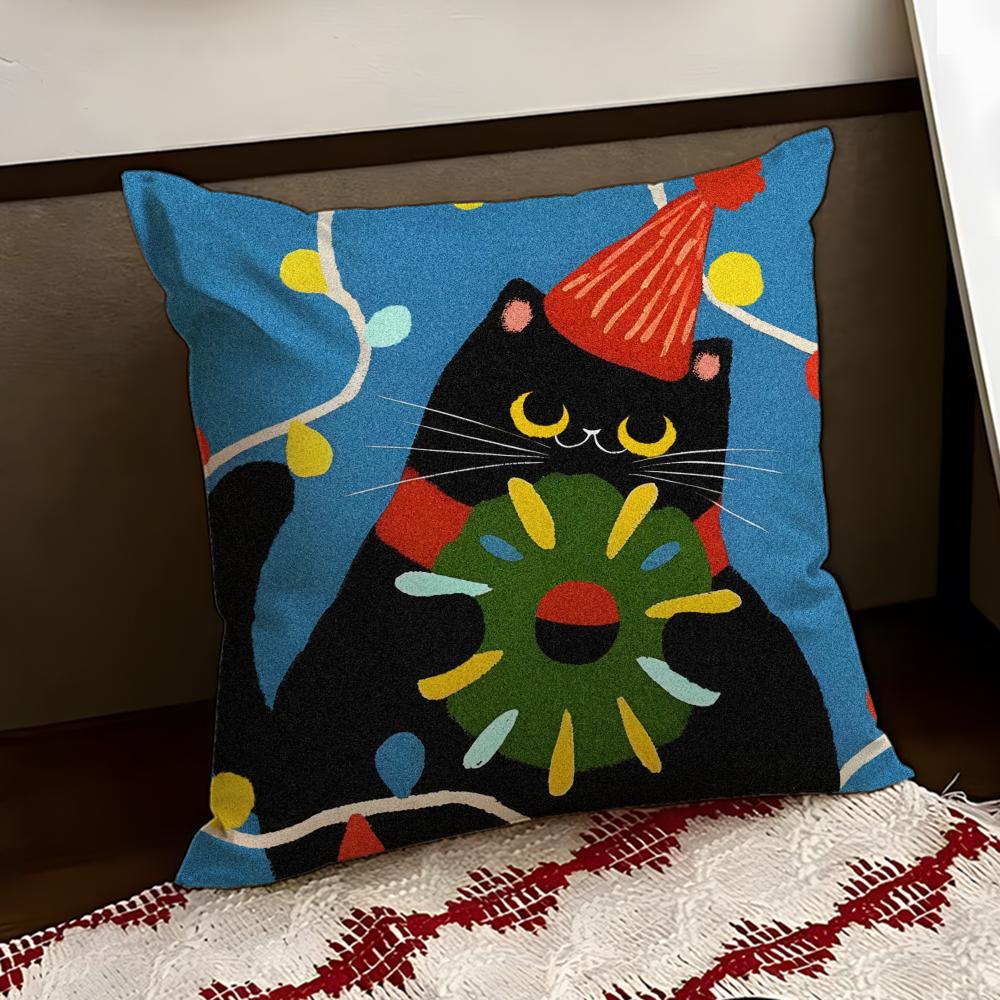 Cartoon Cat Cute Cushion Cover Reversible Soft Durable Pillow Cover Home  Car MultiScene Use for Daily Comfort