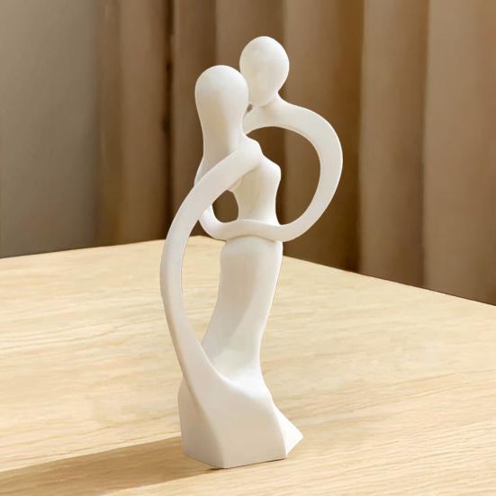 3D Printed Couple Sculpture, Nordic Modern Style, Matte White Home Decor Ornament, Romantic Abstract Statue, for Anniversary Valentine’s Day
